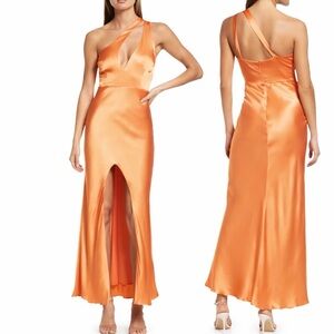 Bardot Ambroise One Shoulder asymmetrical Dress‎ in Orange Size 8